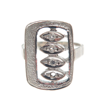 UNCAS Sterling Silver Antique Rhinestone Ring Size 6.5 (missing 1 rhinestone)
