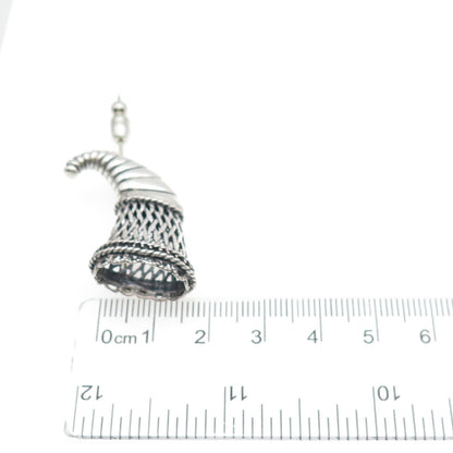 925 Sterling Silver Vintage Horn of Plenty Oxidized Lapel Pin