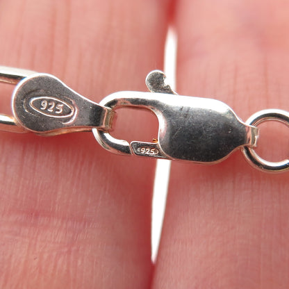 925 Sterling Silver Vintage Italy Paperclip Oval Link Bracelet 6.75"