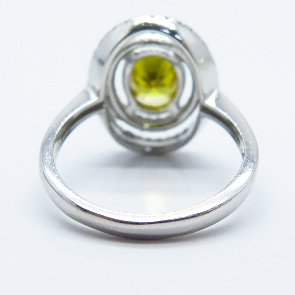 925 Sterling Silver White & Citrine-Tone C Z Ring Size 8