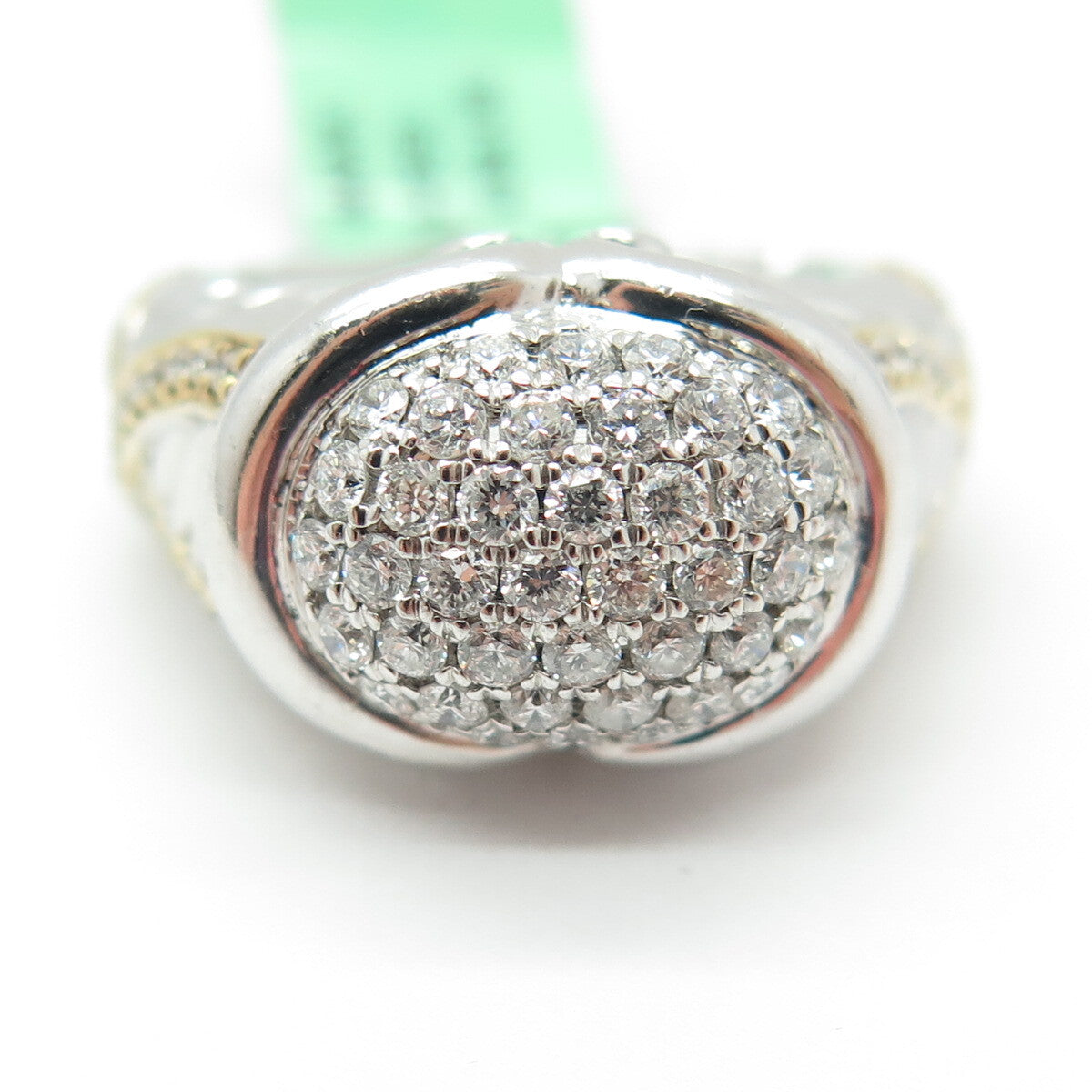 DANWAK 18K Gold 925 Sterling Silver 86 Round-Cut Diamond 0.97ct Ring Size 7.5