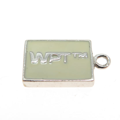 WORLD POKER TOUR 925 Sterling Silver Enamel Spades Suit Playing Card Pendant