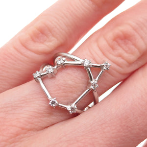 925 Sterling Silver Round-Cut C Z Libra Zodiac Sign Ring Size 5.75