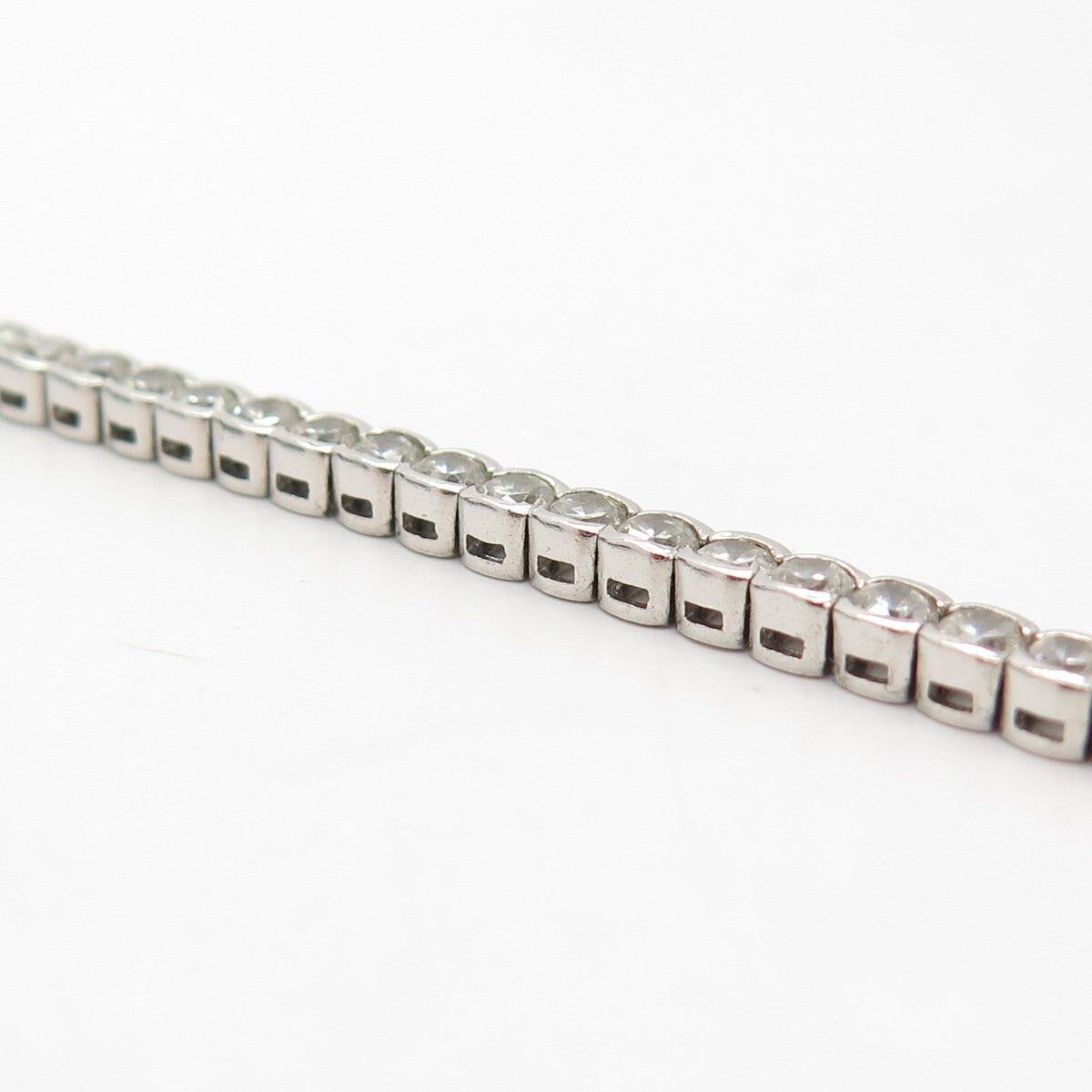 925 Sterling Silver Vintage C Z Round Tennis Link Bracelet 7"
