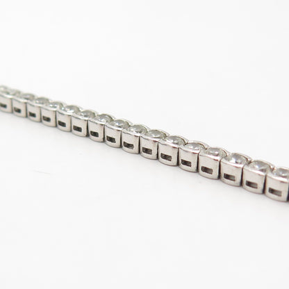 925 Sterling Silver Vintage C Z Round Tennis Link Bracelet 7"