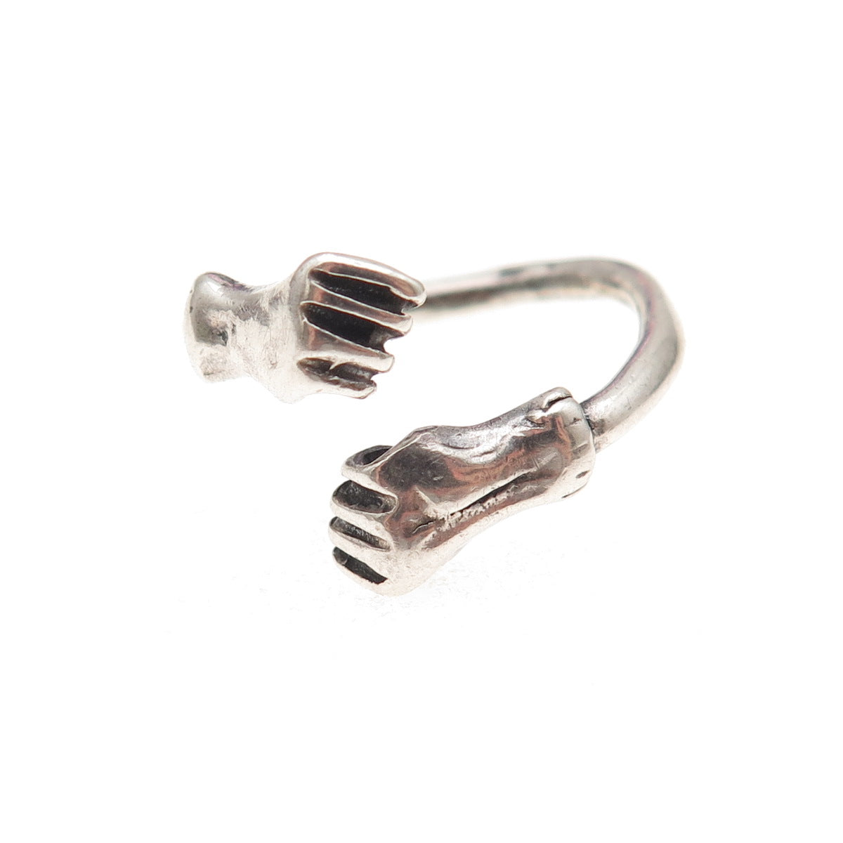 925 Sterling Silver Vintage Fighter Oxidized Adjustable Ring Size 7.25