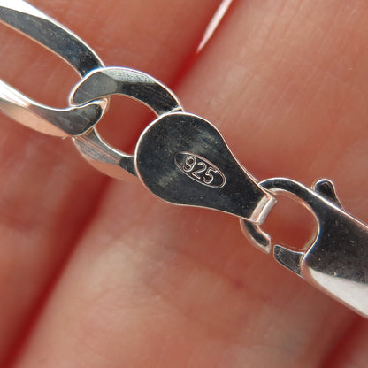 P. LUX 925 Sterling Silver Italy Figaro Link Bracelet 7"