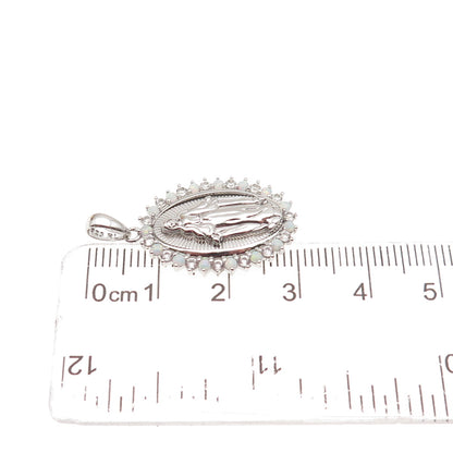 RL Richline 925 Sterling Silver Real Opal & White Topaz St. Mary Pendant