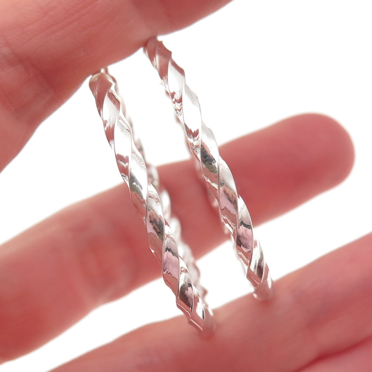 925 Sterling Silver Twisted Hoop Earrings