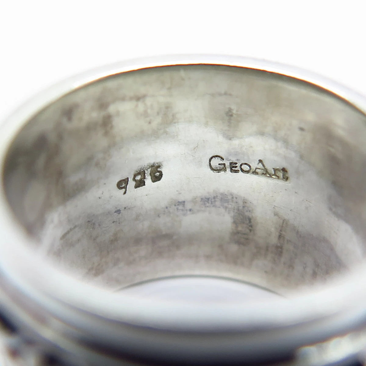 925 Sterling Silver Vintage Geo Art Beaded Wide Band Ring Size 5.5