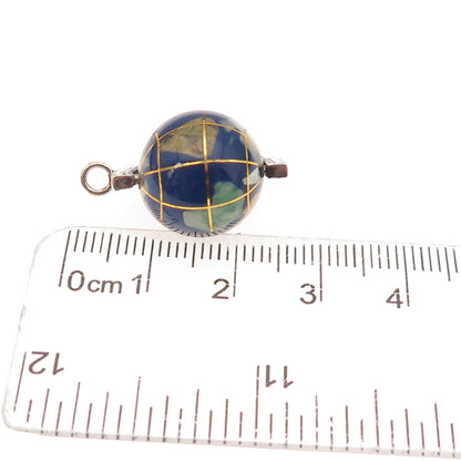 925 Sterling Silver Vintage Spinning Globe 3D Charm Pendant