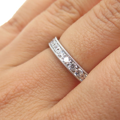 925 Sterling Silver Round-Cut C Z Half Eternity Band Ring Size 7