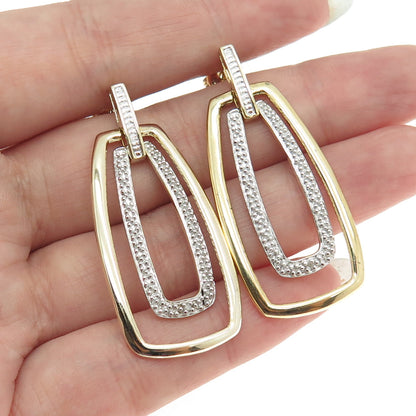 HN HENG NGAI 925 Sterling Silver Gold Plated Real Diamond Accent Earrings