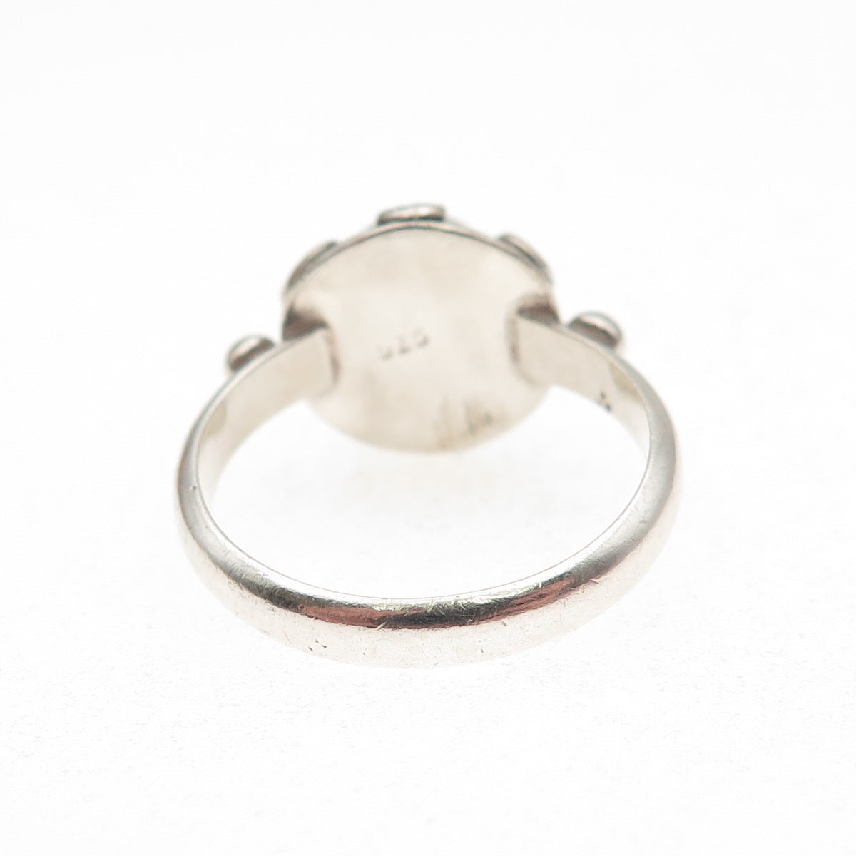 925 Sterling Silver Vintage Real Moonstone Spiral Oxidized Ring Size 7.5