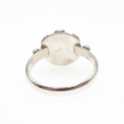 925 Sterling Silver Vintage Real Moonstone Spiral Oxidized Ring Size 7.5