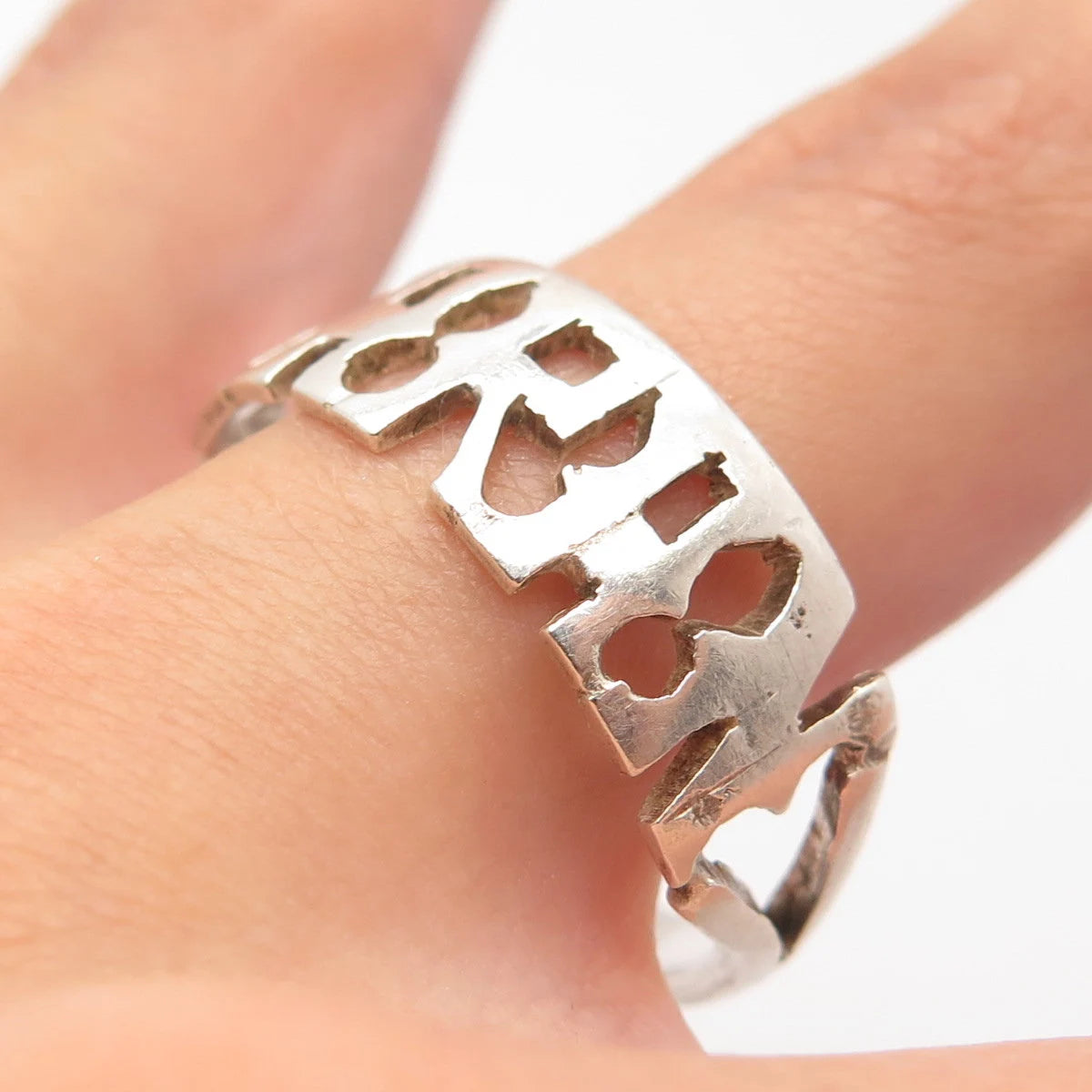 925 Sterling Silver Vintage "SARAH" Personalized Ring Size 13.5