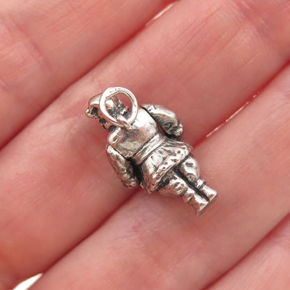 Terranova 925 Sterling Antique Santa Merry Christmas Movable Mini 3D Pendant