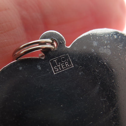 TOWN & COUNTRY 925 Sterling Silver Vintage Rhinestone Boy Shoes Heart Pendant