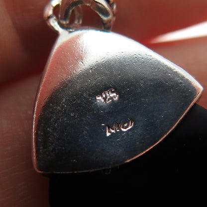 CHARLES WINSTON Sterling Silver Vintage Real Black Onyx Oxidized Charm Pendant