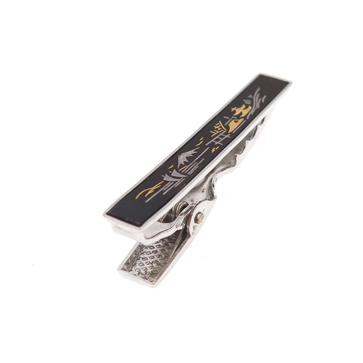 Amita 925 Sterling Silver 2-Tone Antique Art Deco Japanese Mount Fuji Tie Clip