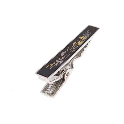 Amita 925 Sterling Silver 2-Tone Antique Art Deco Japanese Mount Fuji Tie Clip