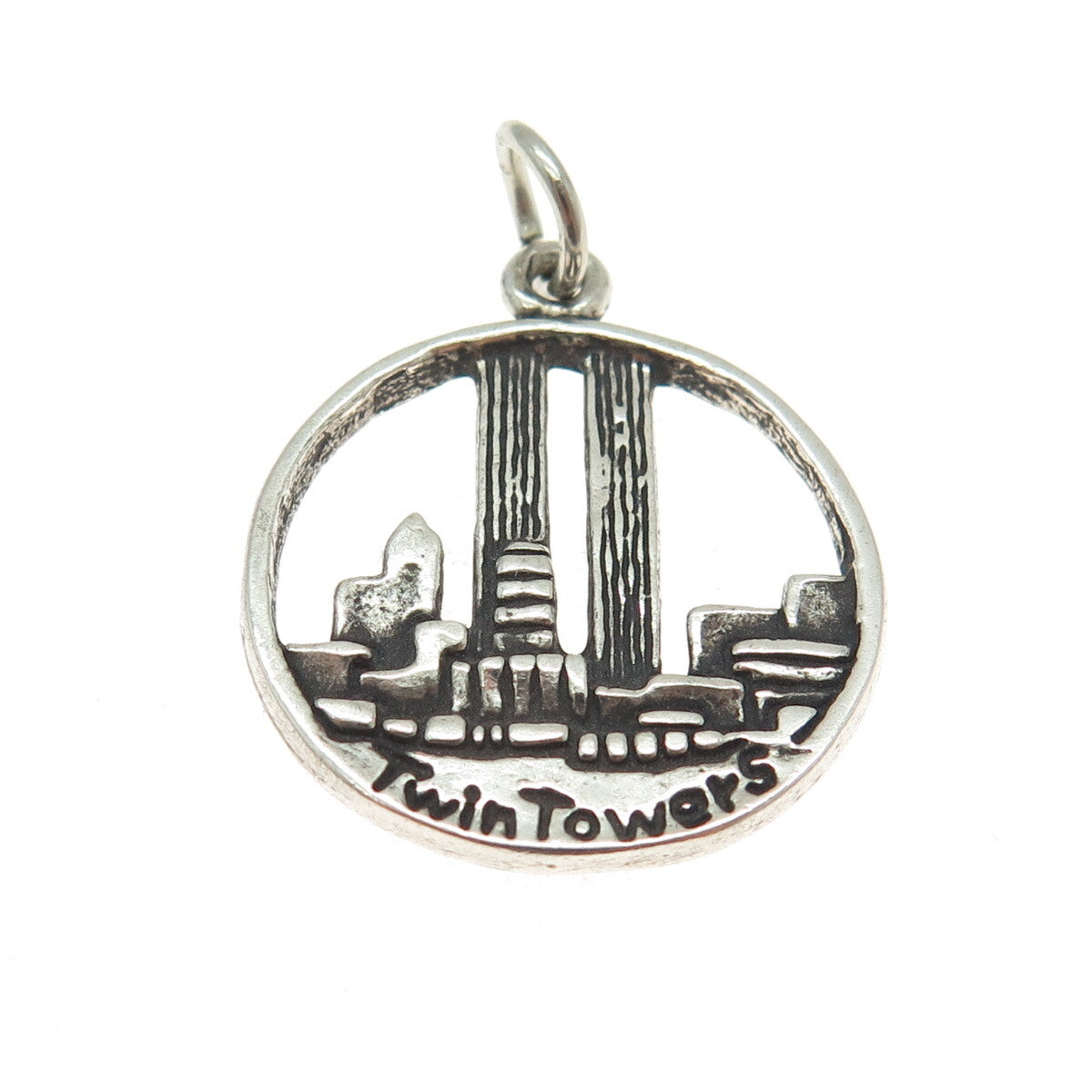 SUN WEST 925 Sterling Silver Vintage Twin Towers New York Trade Center Pendant