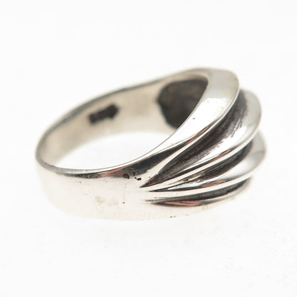 Chapal Zenray 925 Sterling Silver Vintage Modernist Ribbed Oxidized Ring Size 6