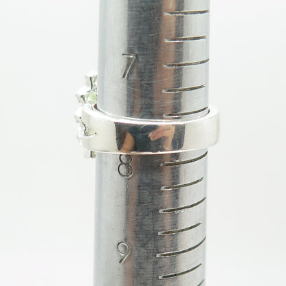 925 Sterling Silver Real Cabochon Tourmaline Peridot & Citrine Ring Size 8