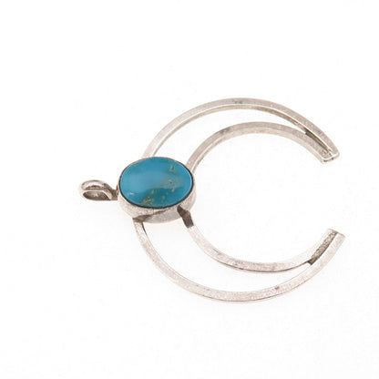 Old Pawn 925 Sterling Silver Vintage Turquoise Naja Overlay Tribal Charm Pendant