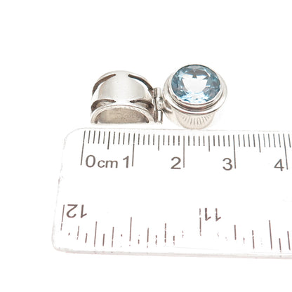 LORI BONN Sterling Silver Vintage Real Blue Topaz Modernist Slide Charm Pendant