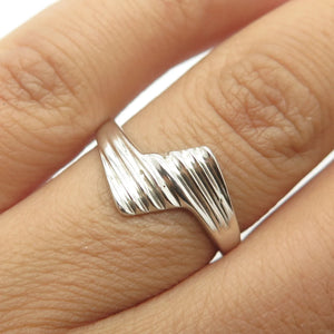 925 Sterling Silver Vintage Modernist Bypass Cocktail Ring Size 6.75