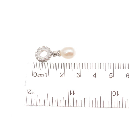 Judith Ripka 925 Sterling Silver Real Pearl Dangle Slide Charm Pendant