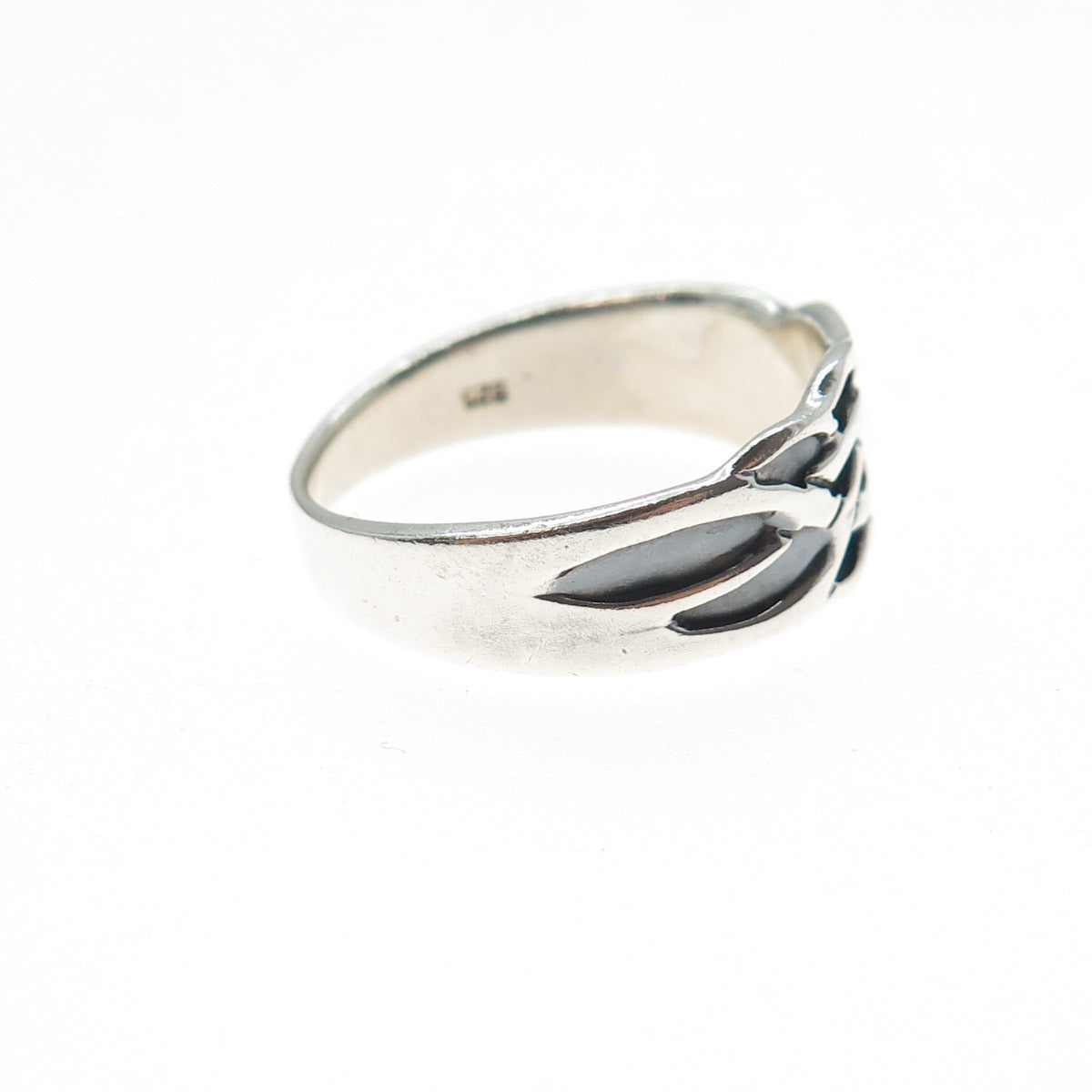 925 Sterling Silver Vintage Celtic Woven Oxidized Ring Size 8