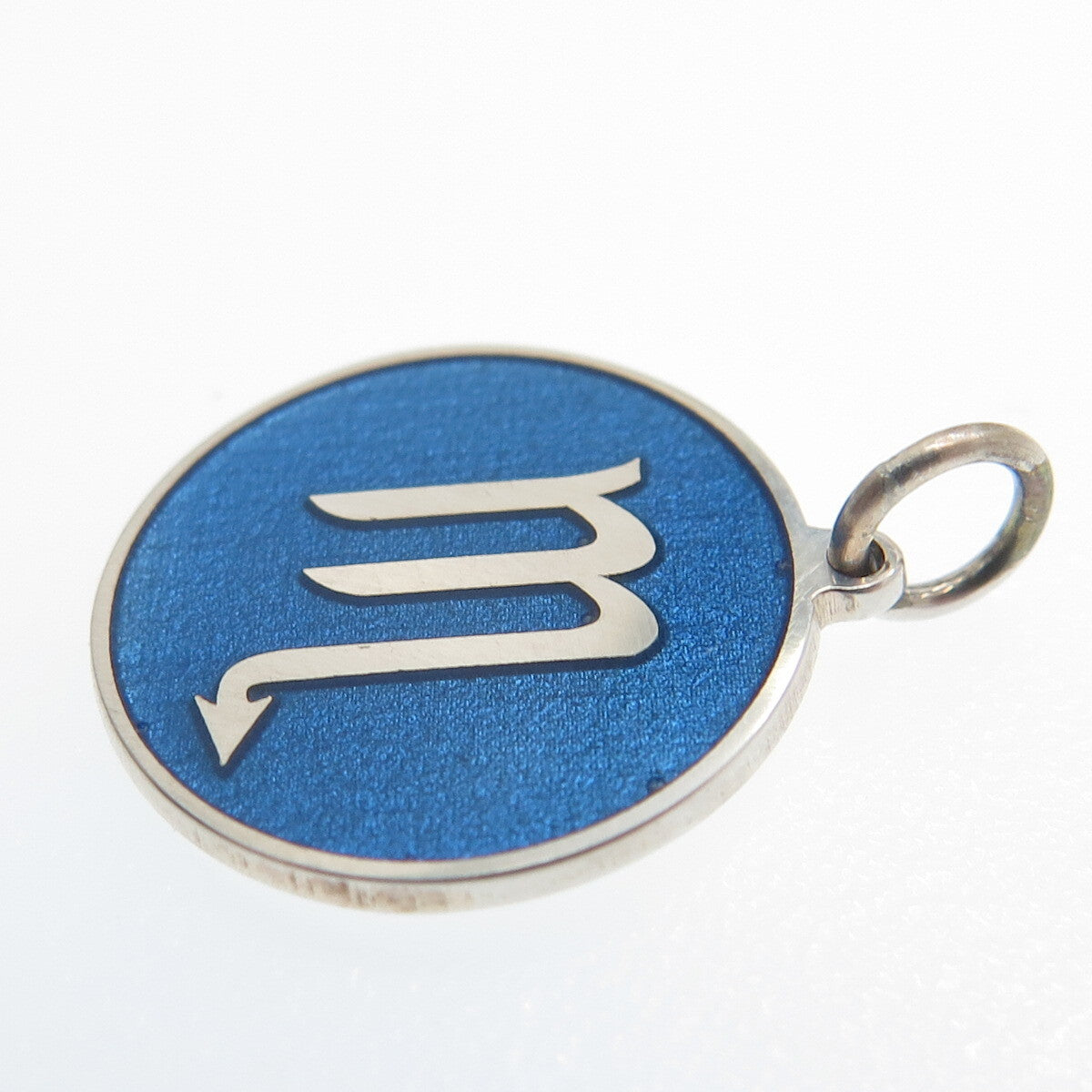 925 Sterling Silver Blue Enamel Scorpio Zodiac Sign Minimalist Charm Pendant