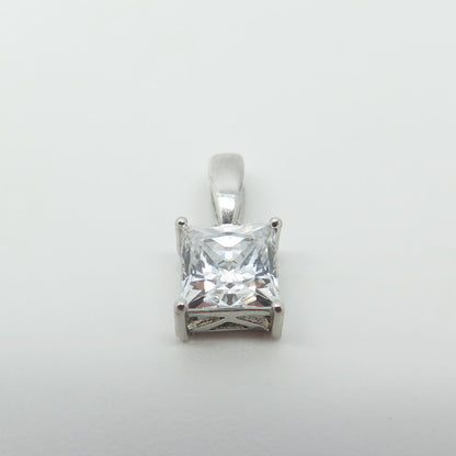 925 Sterling Silver Princess-Cut Shaped C Z Pendant