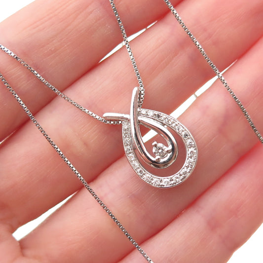 Kendra Scott Sterling Silver Real Diamond Love's Embrace Box Chain Necklace 18"