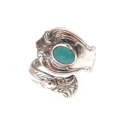 Towle Sterling Silver Vintage Real Turquoise Old Master Adjustable Ring Size 7.5