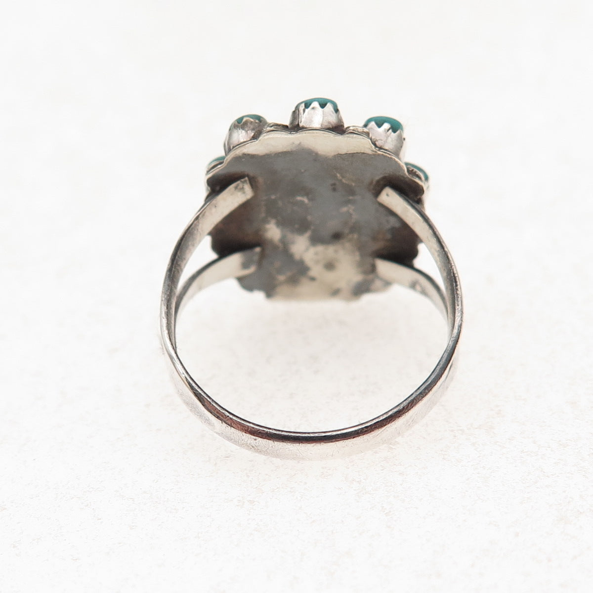 Old Pawn 925 Sterling Silver Vintage Southwestern Bisbee Turquoise Ring Size 4.5
