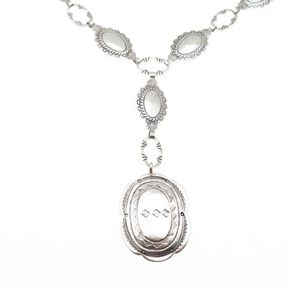 Old Pawn 925 Sterling Silver Vintage Southwestern Concho Chain Belt Necklace 34"