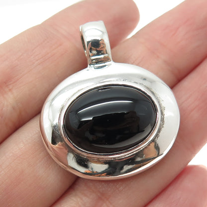 J. ESPOSITO 925 Sterling Silver Vintage Real Black Onyx Gemstone Pendant