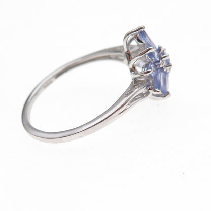 Chuck Clemency 925 Sterling Silver Real Tanzanite Floral Ring Size 8