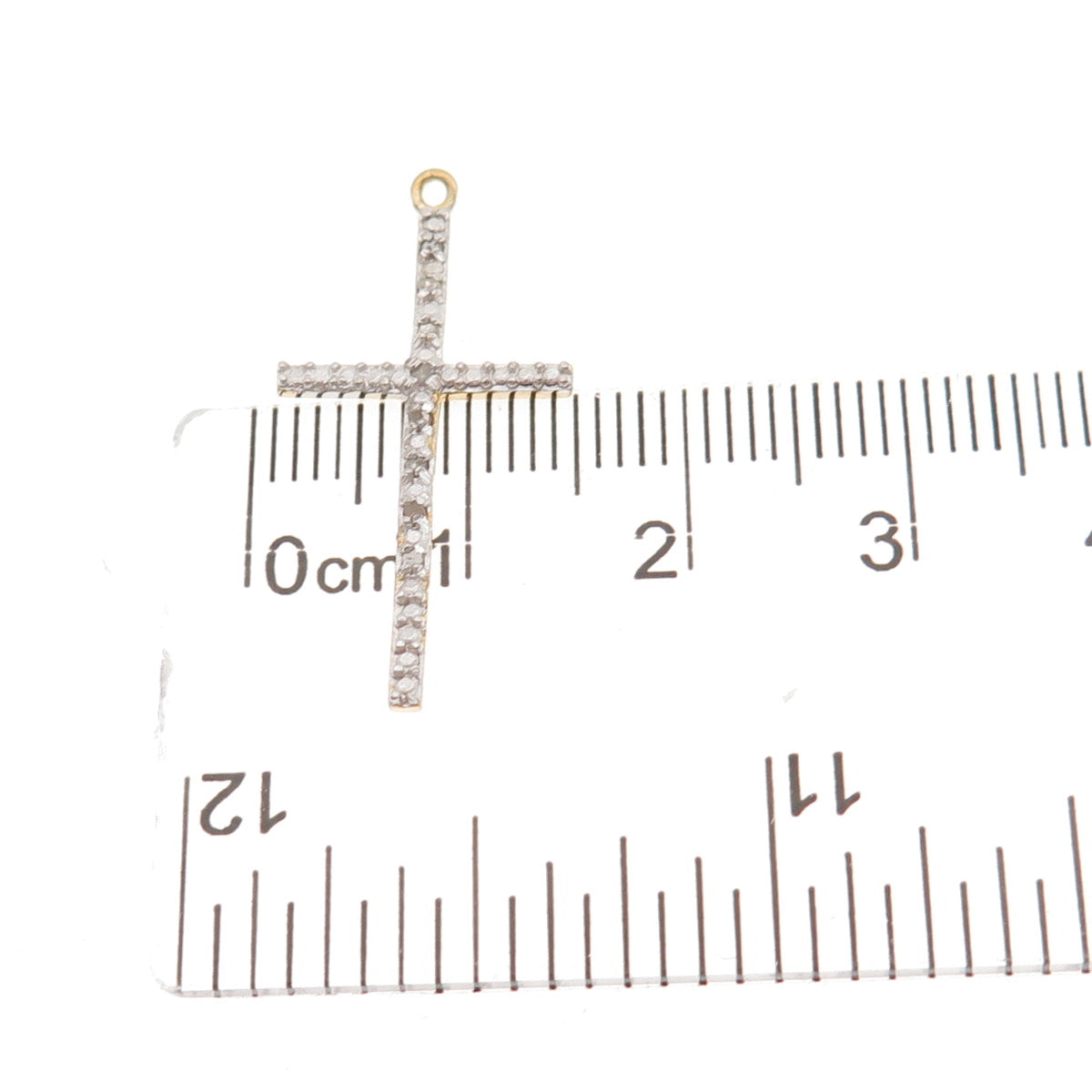 DBJ Dee Berkle Sterling Silver Gold Plated Real Round-Cut Diamond Cross Pendant
