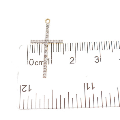 DBJ Dee Berkle Sterling Silver Gold Plated Real Round-Cut Diamond Cross Pendant