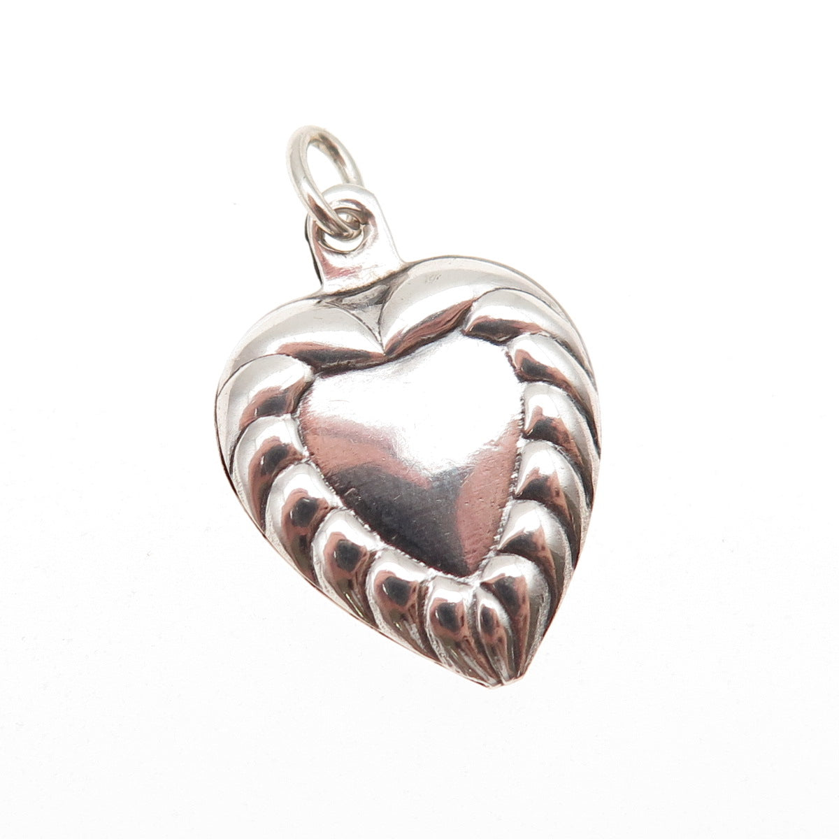 925 Sterling Silver Antique Art Deco Chatelaine Heart Mini Charm Pendant