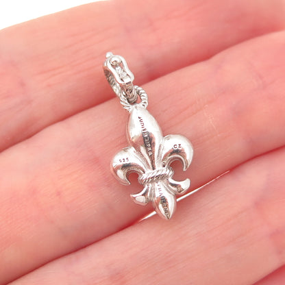 Judith Ripka 925 Sterling Silver Round-Cut C Z Fleur de Lis Charm Pendant