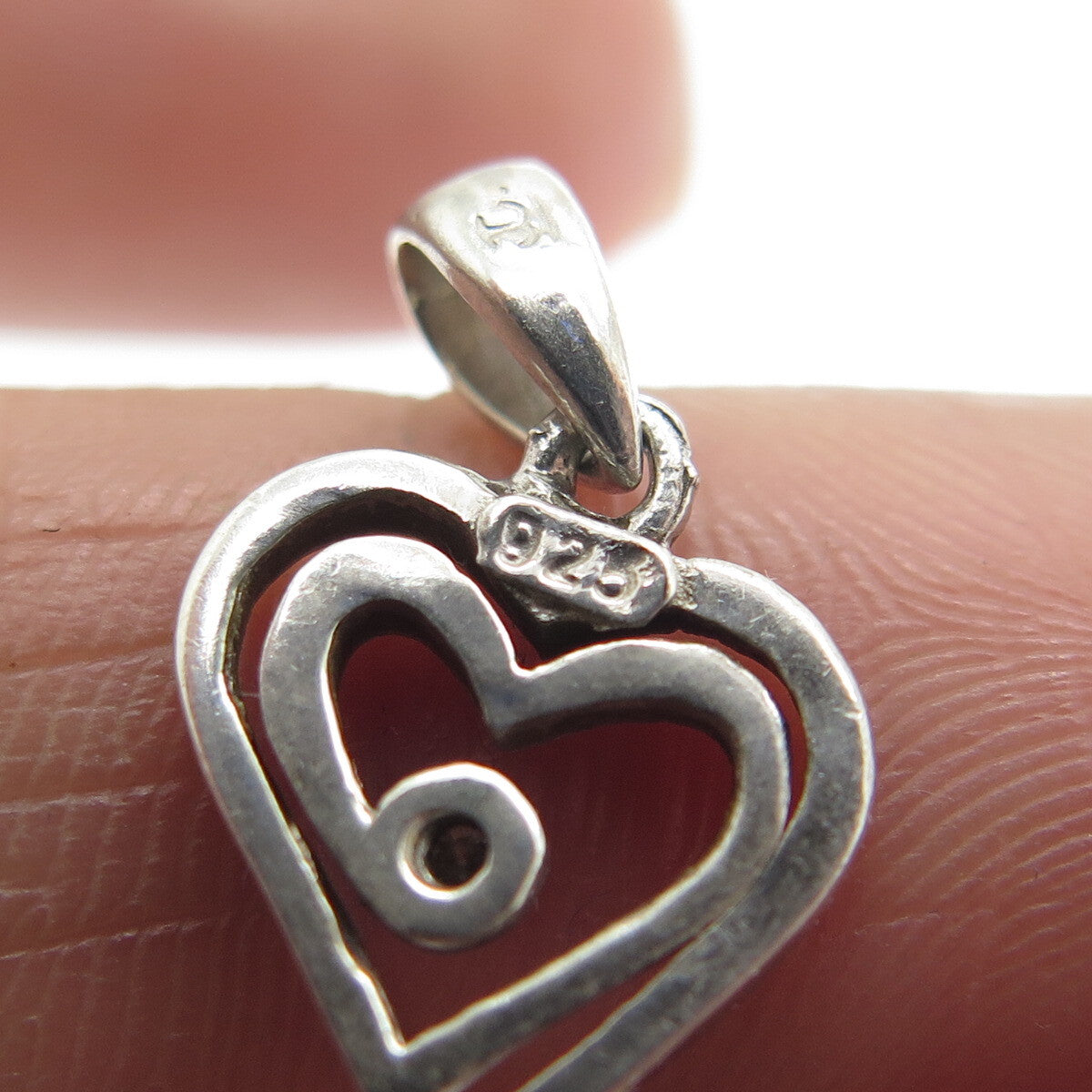 JEWELRY CONCEPTS Sterling Silver Real Diamond Spiral Heart Minimalist Pendant