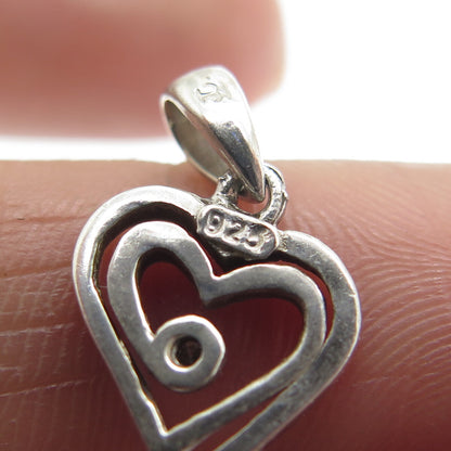 JEWELRY CONCEPTS Sterling Silver Real Diamond Spiral Heart Minimalist Pendant