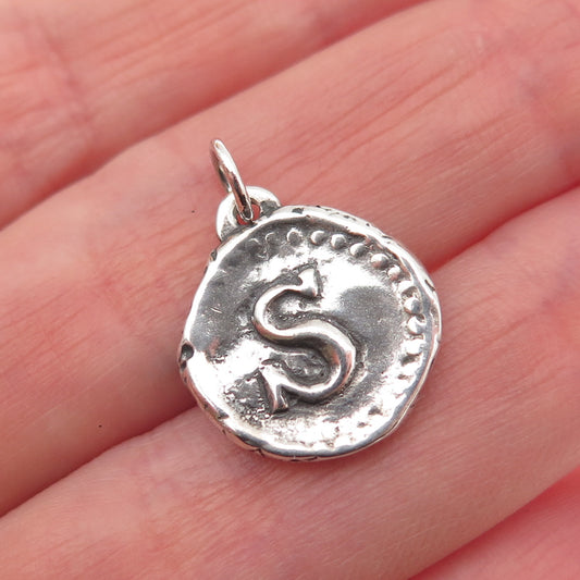 WAXING POETIC 925 Sterling Silver Vintage Letter S Initial Mini Charm Pendant