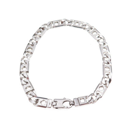 925 Sterling Silver Italy Anchor Mariner Link Bracelet 8"