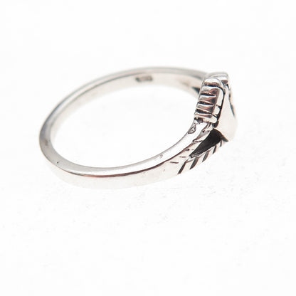 925 Sterling Silver Vintage Baby Footprints Oxidized Ring Size 6